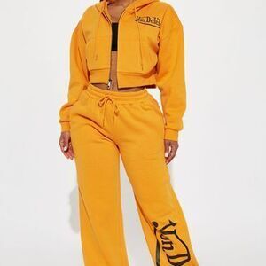Von Dutch Wide Leg Pant - Orange - S